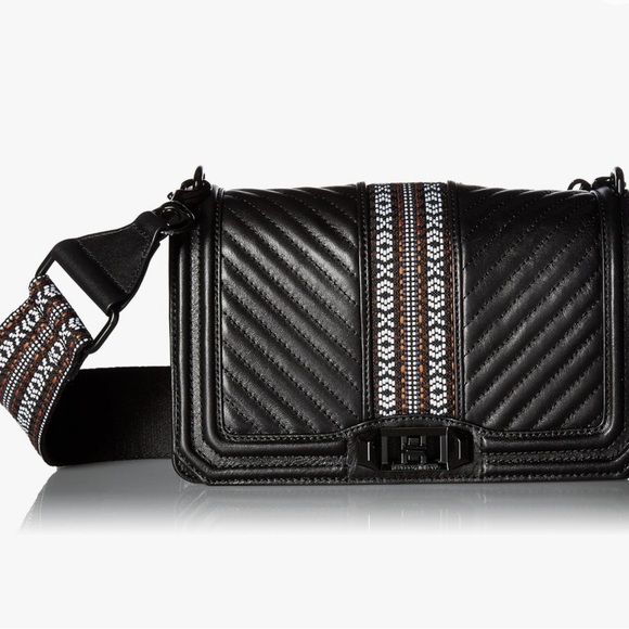 🖤 REBECCA MINKOFF JACQUARD LOVE LEATHER BAG! - Picture 3 of 16
